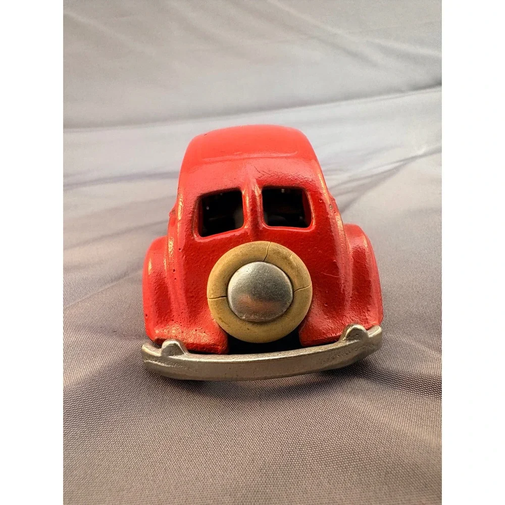 Vintage Red Cast Iron Coupe Toy Car Art Deco Streamline Pat Appl For E-52